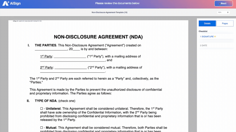 Document Signing Signing a document with AiSign