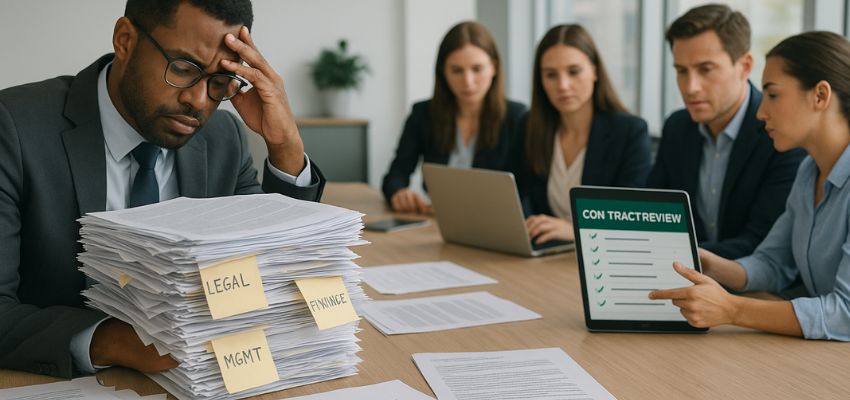 contract preparation (3) A team of employees reviews every contract they make.